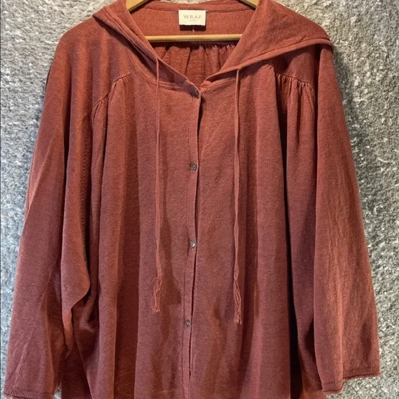 Wrap London Knit Linen Hoodie Chili - Picture 3 of 9